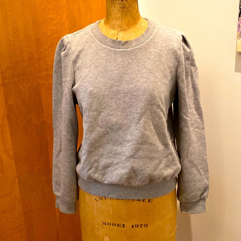 & Other Stories Grey pleated shoulder cropped sweatshirt